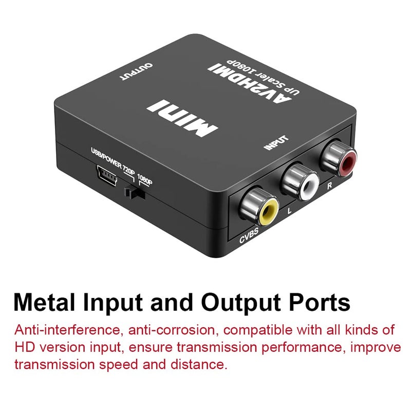 UPGROW RCA to HDMI Converter - 1080P Mini CVBS to HDMI Composite Video Audio Converter for NTSC PC Laptop Xbox PS4 PS3 TV STB VHS VCR Camera DVD - Image 4